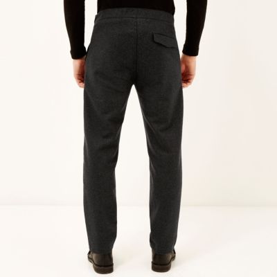 Dark grey wool-blend jogger trousers